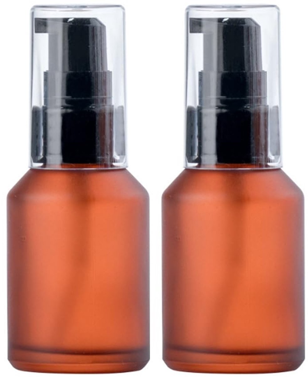 Dailygoods- Lotionfles 60ML - 2 Stuks - Glazen Fles - Herbruikbaar - Antilek - UV-bescherming - Perfect voor Cosmetica - Cosmeticfles