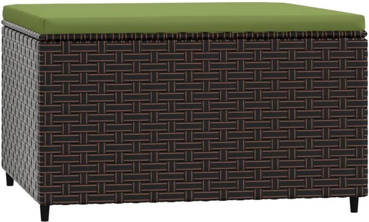 Voetenbank met kussen - Ottoman Hocker - Buiten Ontspannen - Weerbestendig PE rotan - 55x55x31 cm - Bruin