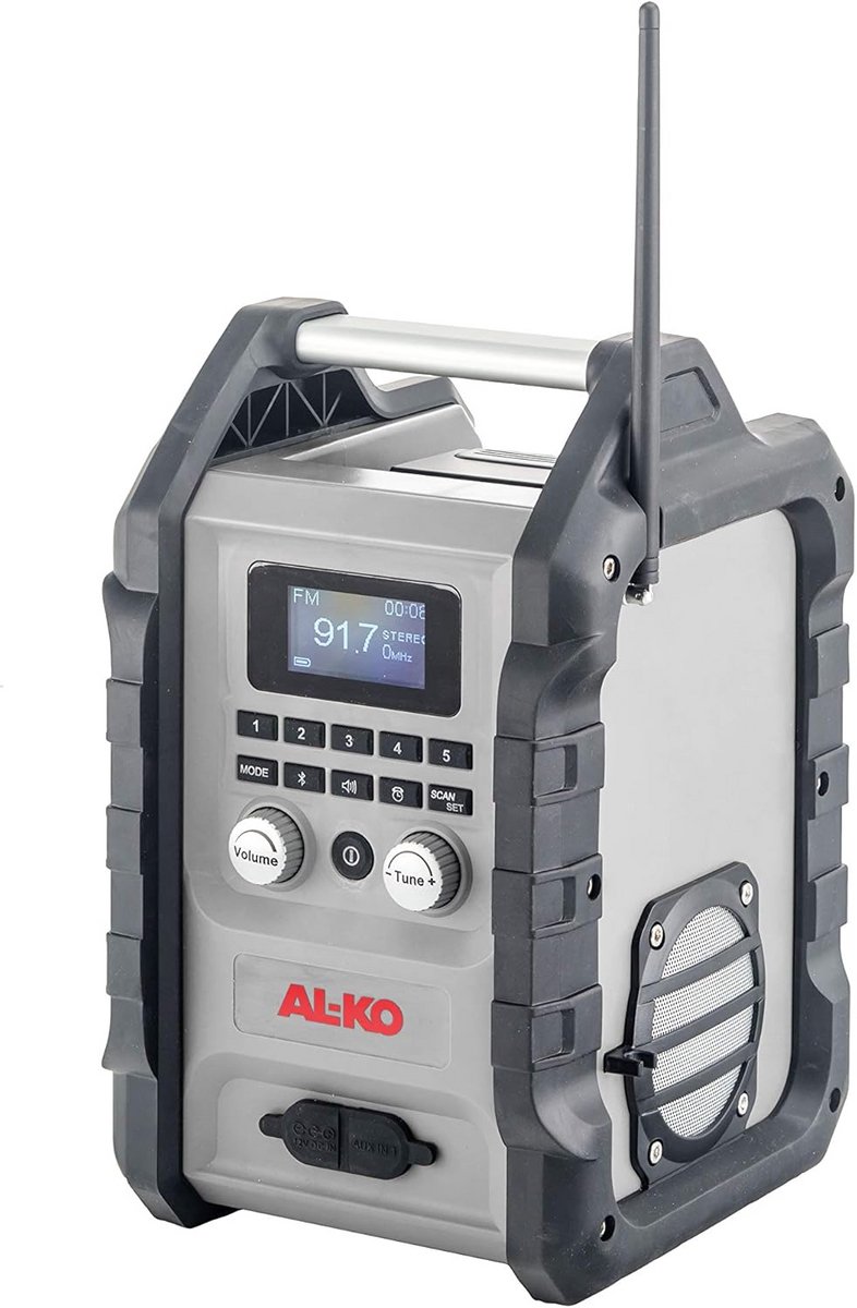 Draagbare Radio - Bouwradio DAB+ - Muziek op Locatie - Draadloos Werken - 20 Volt - Zwart Grijs