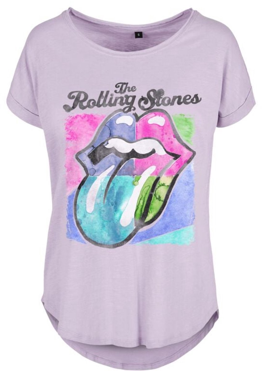 The Rolling Stones Watercolor Tongue Dames T-shirt - paars - XL