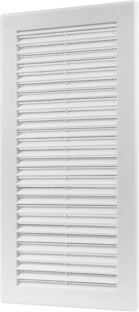 Ventilatieafdekking - Ventilatierooster - Luchtstroom Reguleren - Geïntegreerd Vliegengaas - 150 x 310 mm - Wit