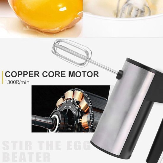Elektrische Handmixer - Keuken Garde - Snel Mixen - 500 Watt Vermogen - 5 Snelheden - Zilver — afbeelding 4