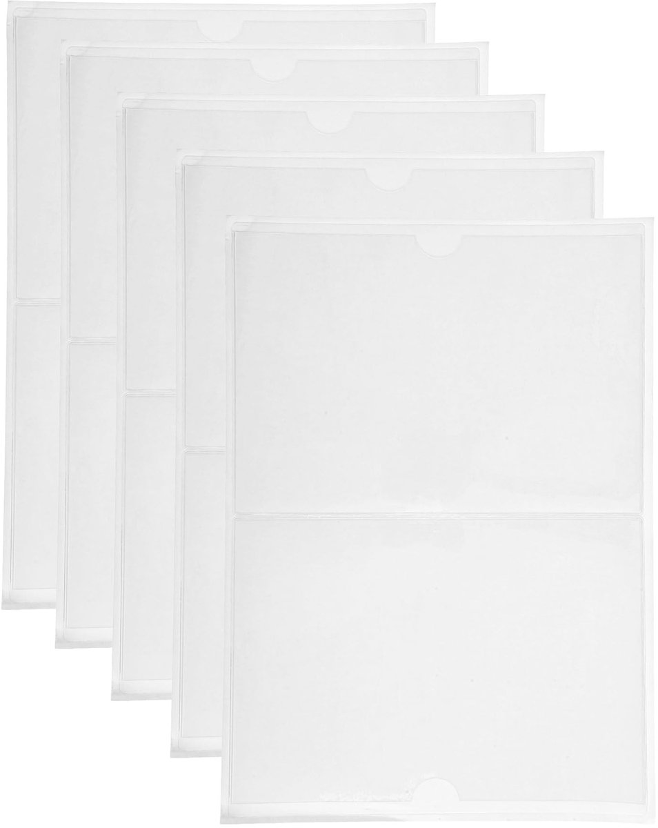 Dailygoods- Indexkaarthouder Transparant - 10 Stuks - Hoogwaardig PVC - Duurzaam - Open Bovenkant - Kleverige Achterkant - Etikettenhouder