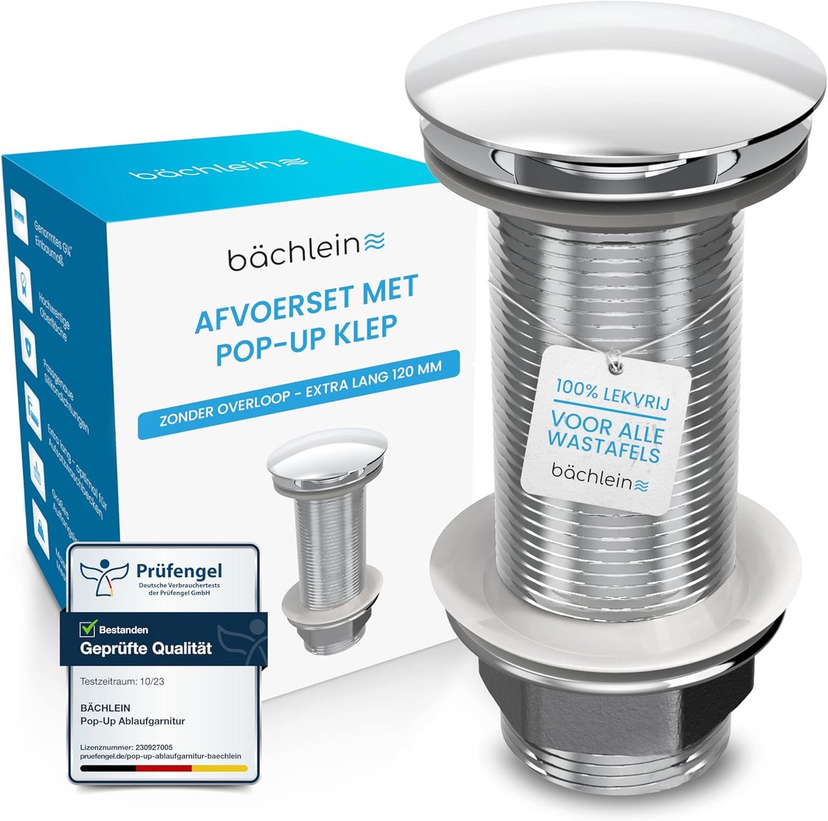 Afvoergarnituur Universeel - Wastafel Stop - Badkamer Installatie - Click Clack Systeem - 1 1/4 inch - Chroom