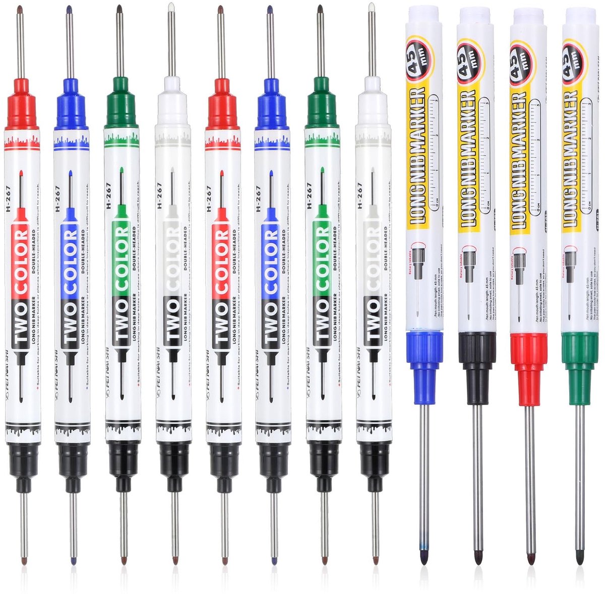 Dailygoods - 12 Stuks Lange Hoofd Diepe Gat Marker Pennen