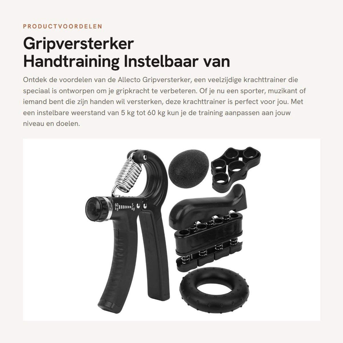 Dailygoods- Gripversterker instelbaar 5 kg tot 60 kg - Krachttrainer - Vingertrainer - Handtraining - Stressverlichting - Duurzaam materiaal