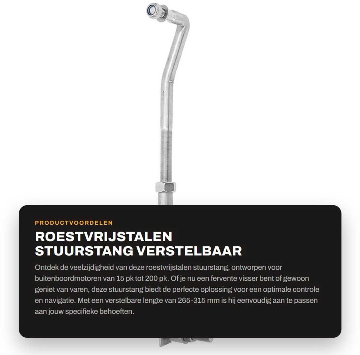 Dailygoods- Stuurstang Verstelbaar 265-315 Mm - Roestvrij Staal - Buitenboordmotoren 15 Pk Tot 200 Pk - Nauwkeurige Pakking - Schroeven - Veelzijdig Gebruik - Stuurinrichting