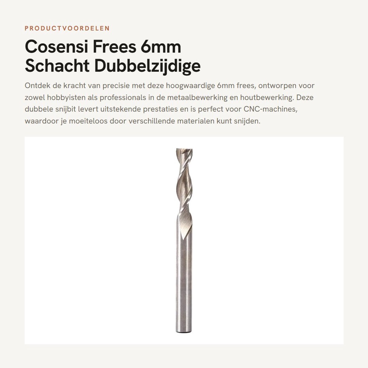 Dailygoods- Frees 6mm - Dubbelzijdig - HSS - 2 Fluiten - Snijprestaties - Slijtvast - Lengte 68mm - Freesbit