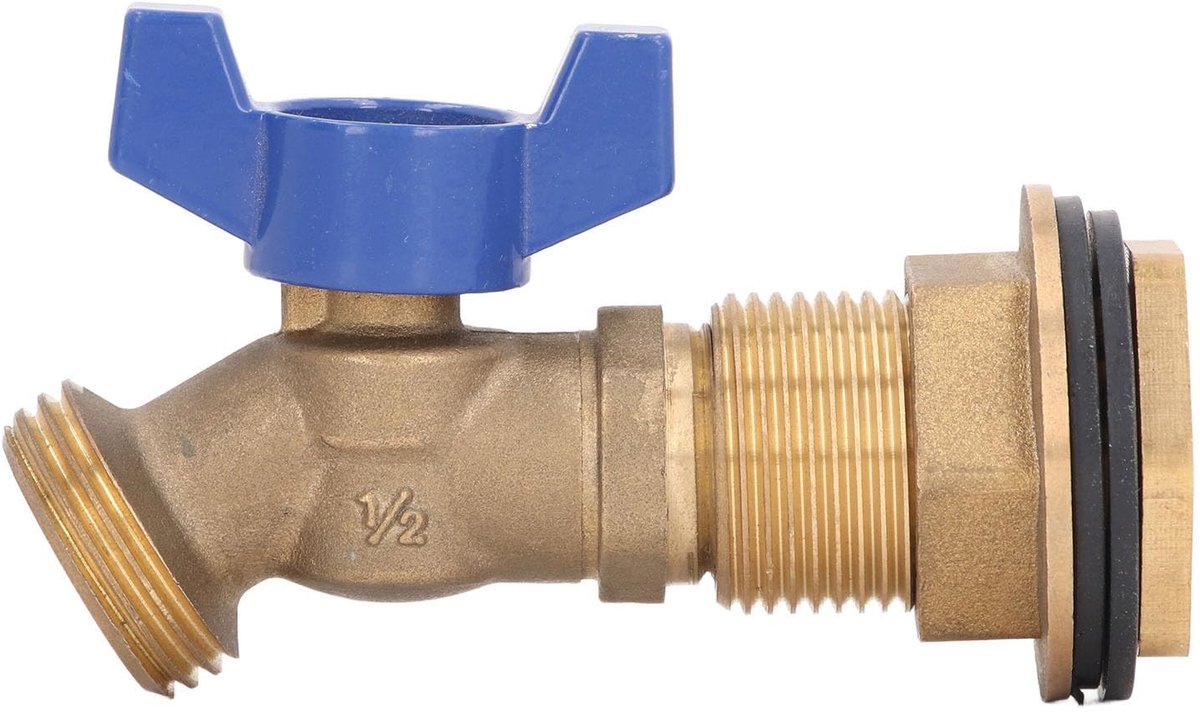 Dailygoods- Kogelklep 1/2 Inch BSP - 3/4 Inch BSP - Kwartdraai Waterkraan - Messing - Bulkhead Bevestiging - Voor Regenwater Tanks - Waterafvoer