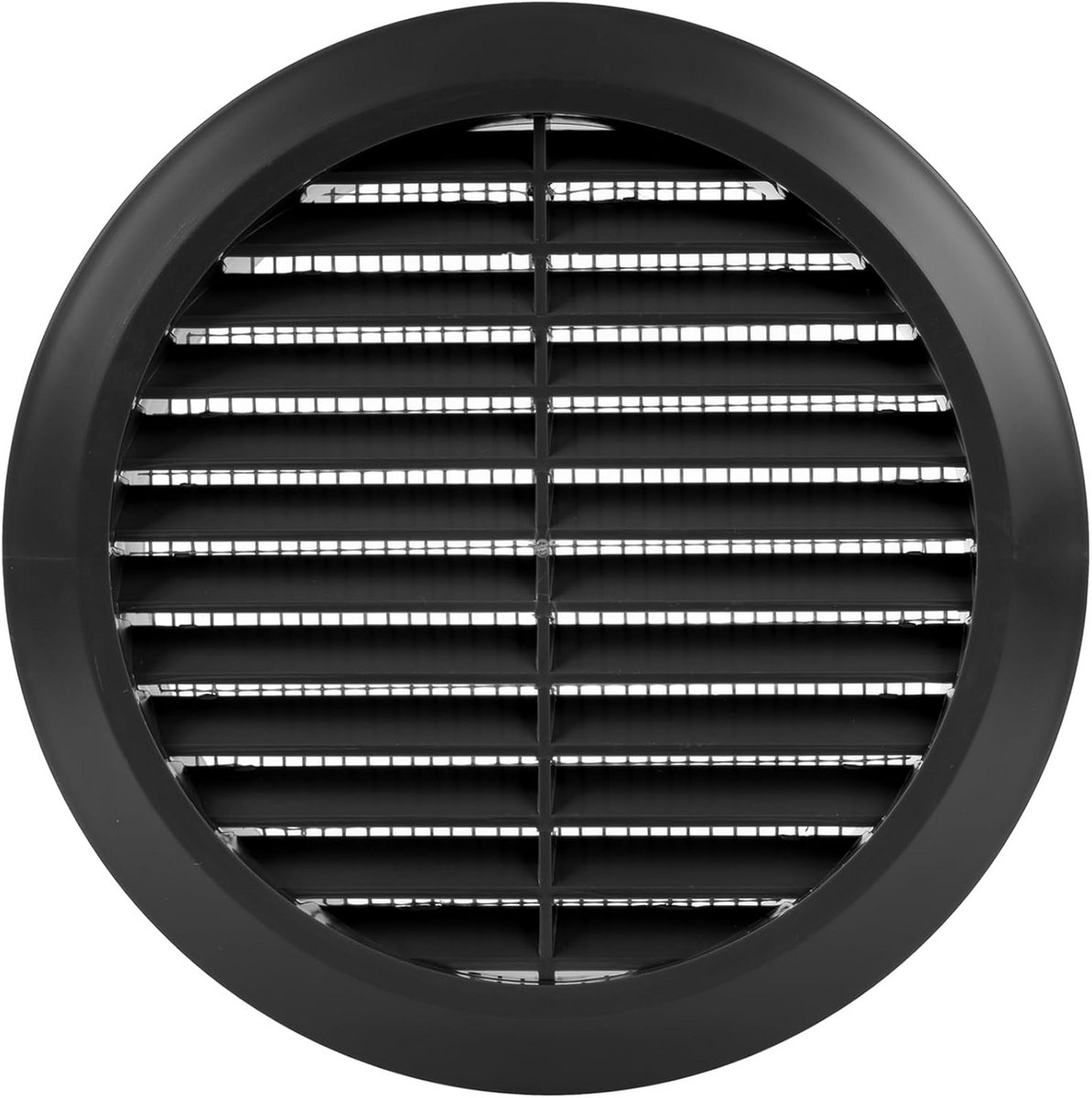 Ventilatierooster - Luchtrooster rond - Luchtstroom reguleren - Geïntegreerd insectengaas - 125 mm - Zwart