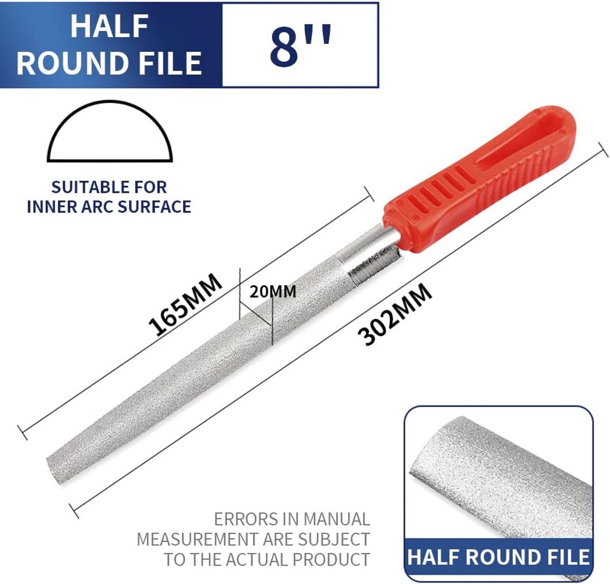 Diamantvijl - Metaalvijl - Metaal Bewerken - Half Rond Profiel - 200 mm - Zilver