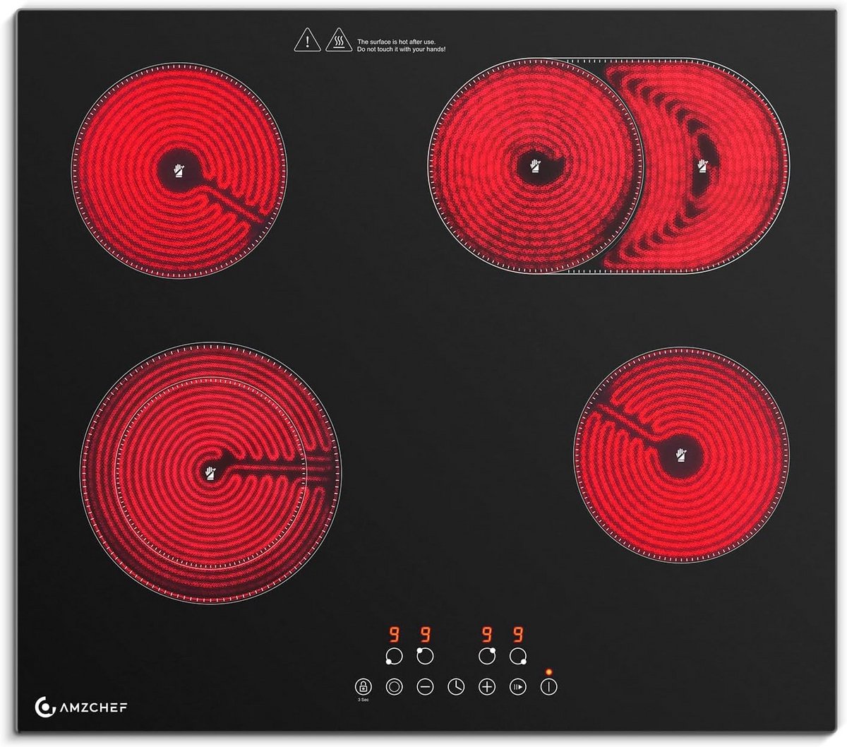 Keramische Kookplaat - Inbouw Fornuis - Koken Thuis - Vier Zones - 60 cm - Zwart