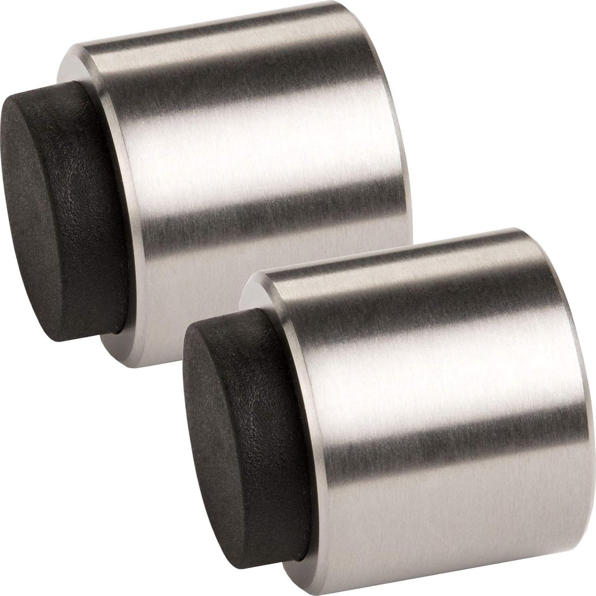 Deurstop Set - Deurbuffer Muur - Bescherming Deuren - Massief Roestvrij Staal - Ø 29 x 25 mm - Zilver