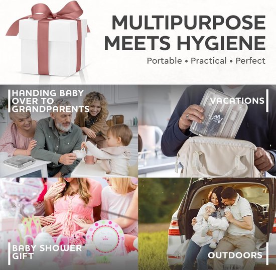 7-in-1 reinigingsset flessenborstel zuigborstel stroborstel zeepdispenser lepel droogrek babyflessen opbergdoos reisbenodigdheden - Roze van Merkloos — afbeelding 4
