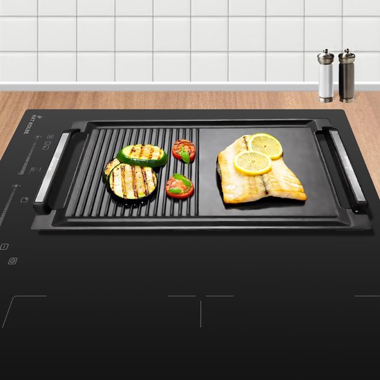 Grillplaat - Grillpan inductie - Binnen grillen - Gegoten aluminium - 20 x 36 cm - Zwart — afbeelding 3