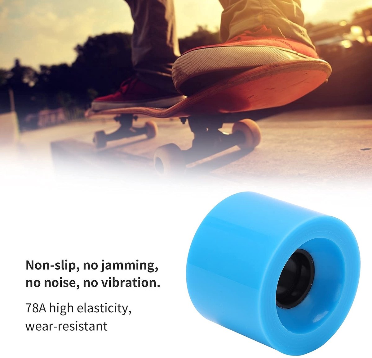 Dailygoods- Skateboard Wielen 60mm - 78A Hoog Elastisch - Antislip - Slijtvast - Vervangingsaccessoire - Snelle en Gladheid - Longboard Wielen