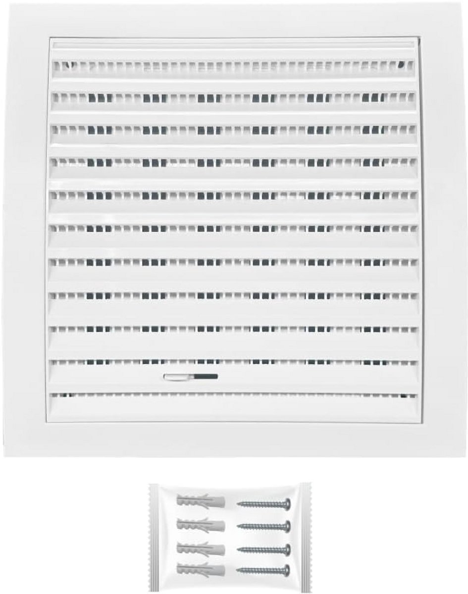 Ventilatierooster vierkant - Afdekking afzuiging - Ventilatie buiten - Met insectenbescherming - 150x150mm Ø 100mm - Wit