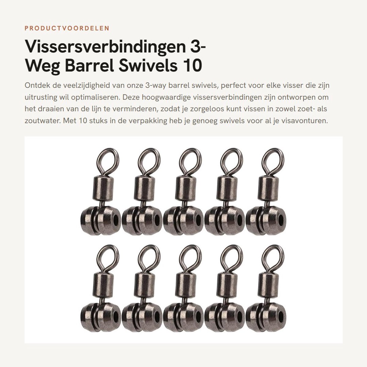 Dailygoods- Barrel Swivels 10 Stuks - Driehoekige Verbinding - Vissen Accessoire - Zoutwater/Freshwater - Schokbestendig - Flexibele Rotatie - Visswivels