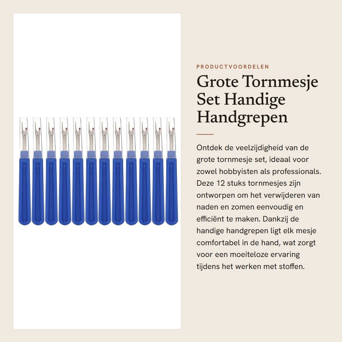 Dailygoods- Tornmesje Set van 12 - Handige Handgrepen - Draadverwijderaar - Stofbescherming - Veilig Gebruik - Kwaliteitsgarantie - Naaiaccessoire