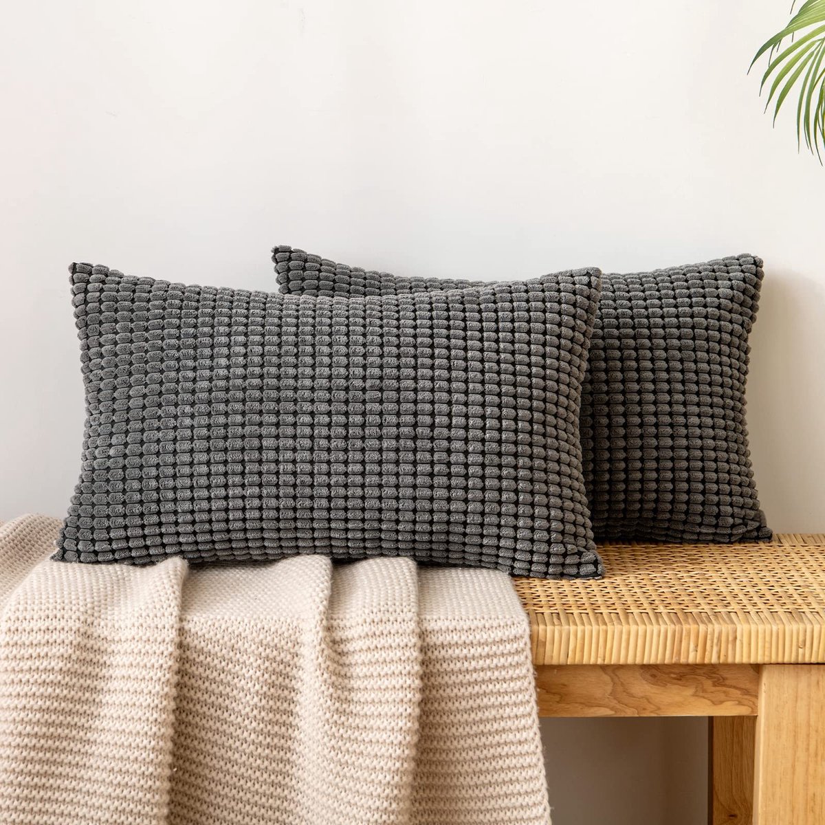 Dailygoods- Kussensloop Set van 2 - 40 x 60 cm - Ribfluwelen Hoes - Zacht Polyester - Decoratief Design - Onzichtbare Ritssluiting - Kussenhoes