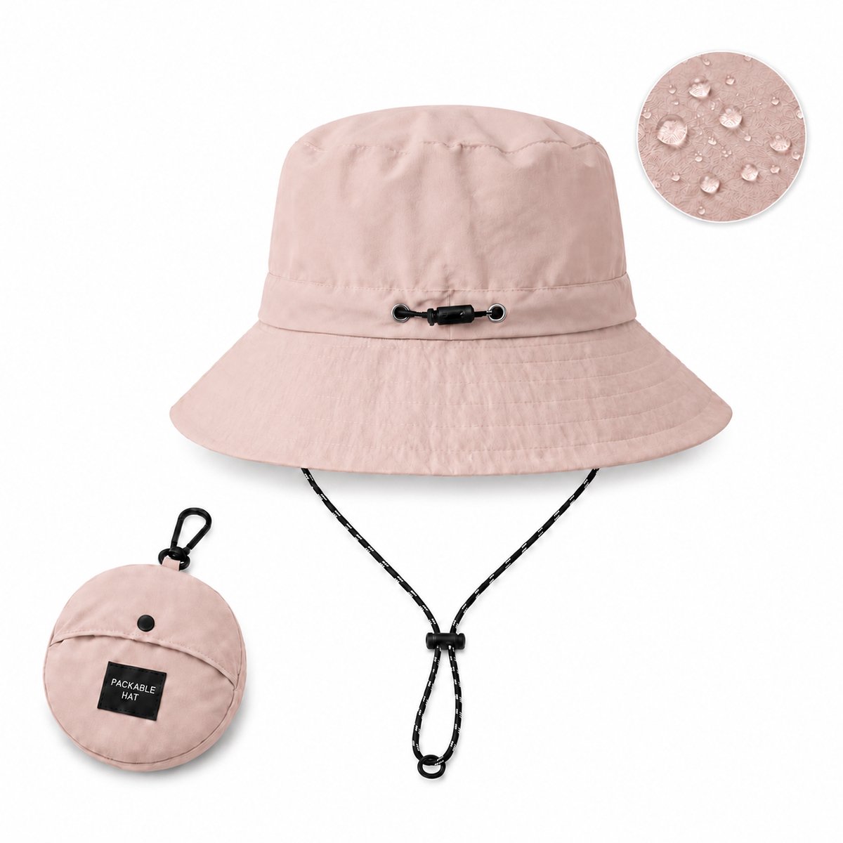 Flipflop Club® Waterproof Bucket Hat | Pastel Roze Vissershoedje | Packable | UV Bescherming | Accessoires voor festival | Outdoor Regen Hoedje | Vissershoed | Unisex | Visser Cap | Sun Hat | Zonnehoedje | Safari Hoed | Kamperen | Camping