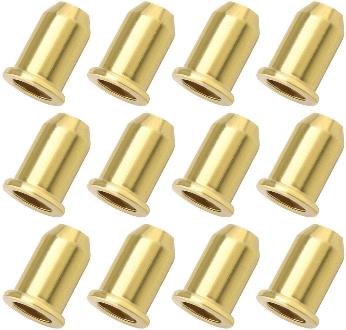 Dailygoods - Gitaar String Ferrules - Montage Caps - Goud - Onderdeel voor Elektrische Gitaar - 12 Stuks - Geschikt voor Gitaarbouw