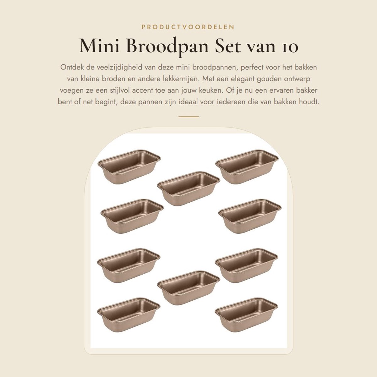 Dailygoods- Broodpan Gouden Ontwerp - Mini Broodvorm - Bakplaat voor Oven - Duurzaam Koolstofstaal - Antiaanbaklaag - Stijlvol Decorstuk - Bakvorm