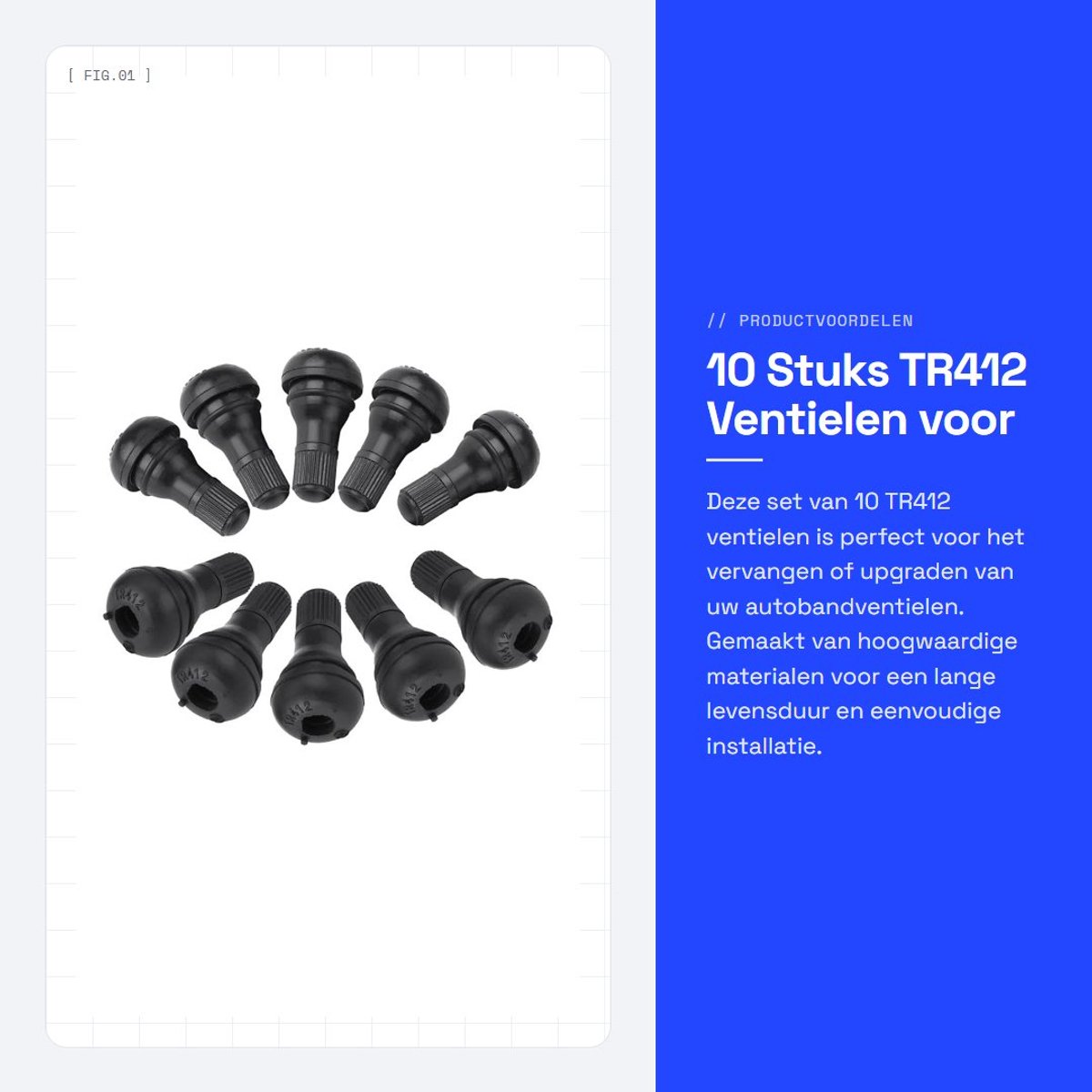 Dailygoods- Ventiel TR412 10 Stuks - Rubber Ventiel - Zinklegering - Slijtvast - Waterdicht - Eenvoudig te installeren - Bandventiel