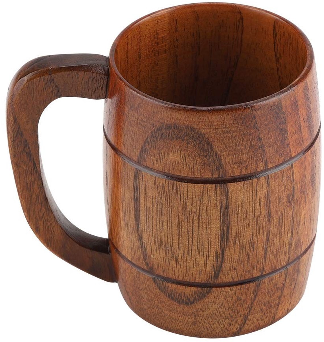 Dailygoods- Bierpul Houten 1 Liter - Eikenhouten Bierpul - Retro Bierbeker - Hoogte 10,8 cm - Diameter 8 cm - Handgemaakt Houten Kan - Bierkan
