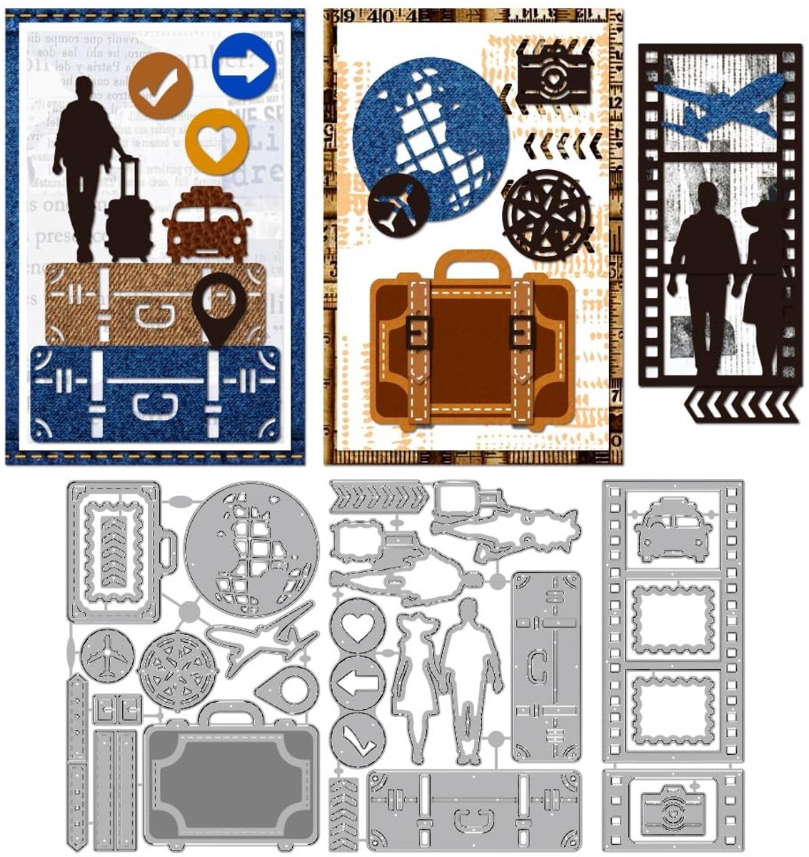 Dailygoods- Snijmal Reis Thema - Snijmallen voor Kaarten - Snijmachine - Scrapbooking - Decoratieve Patronen - Carbon Staal - Stansvorm