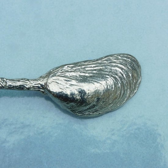 Jamlepel - Lepel Jampotlepel - Brood Beleg Smeren - Schelp en Ammoniet Handvat - 152 mm - Pewter — afbeelding 3