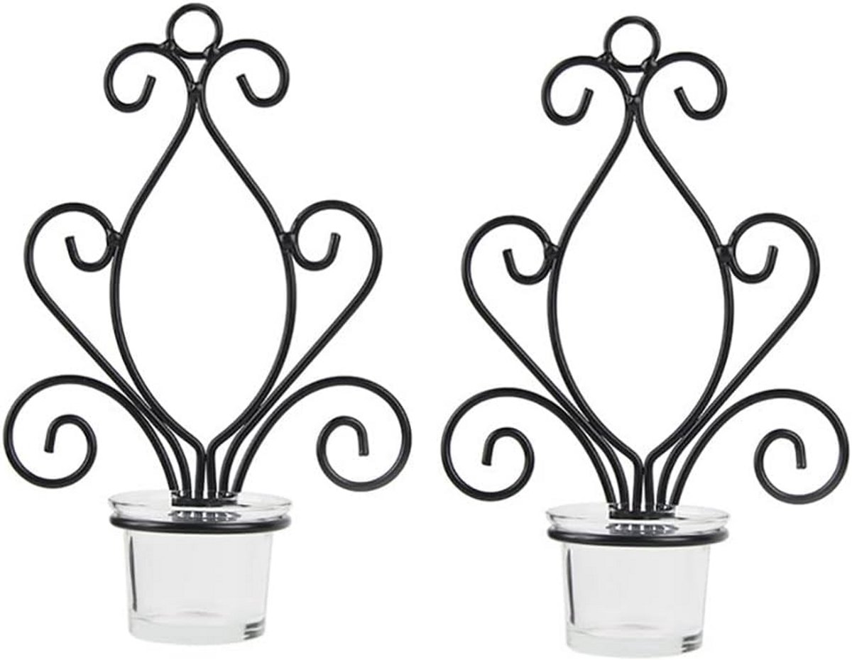 Kaarsenhouders Set - Wandlampen Kaars - Sfeerverlichting Creëren - Afneembare Glazen Bowl 