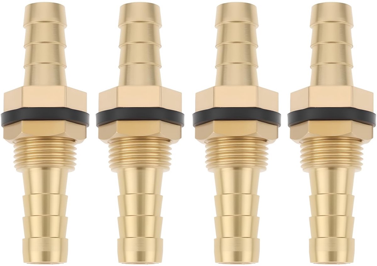 Dailygoods- Schotfitting 8mm - 4 Stuks - Messing - Siliconen Ringen - Duurzaam - Corrosiebestendig - Eenvoudige Installatie - Brandstoffitting