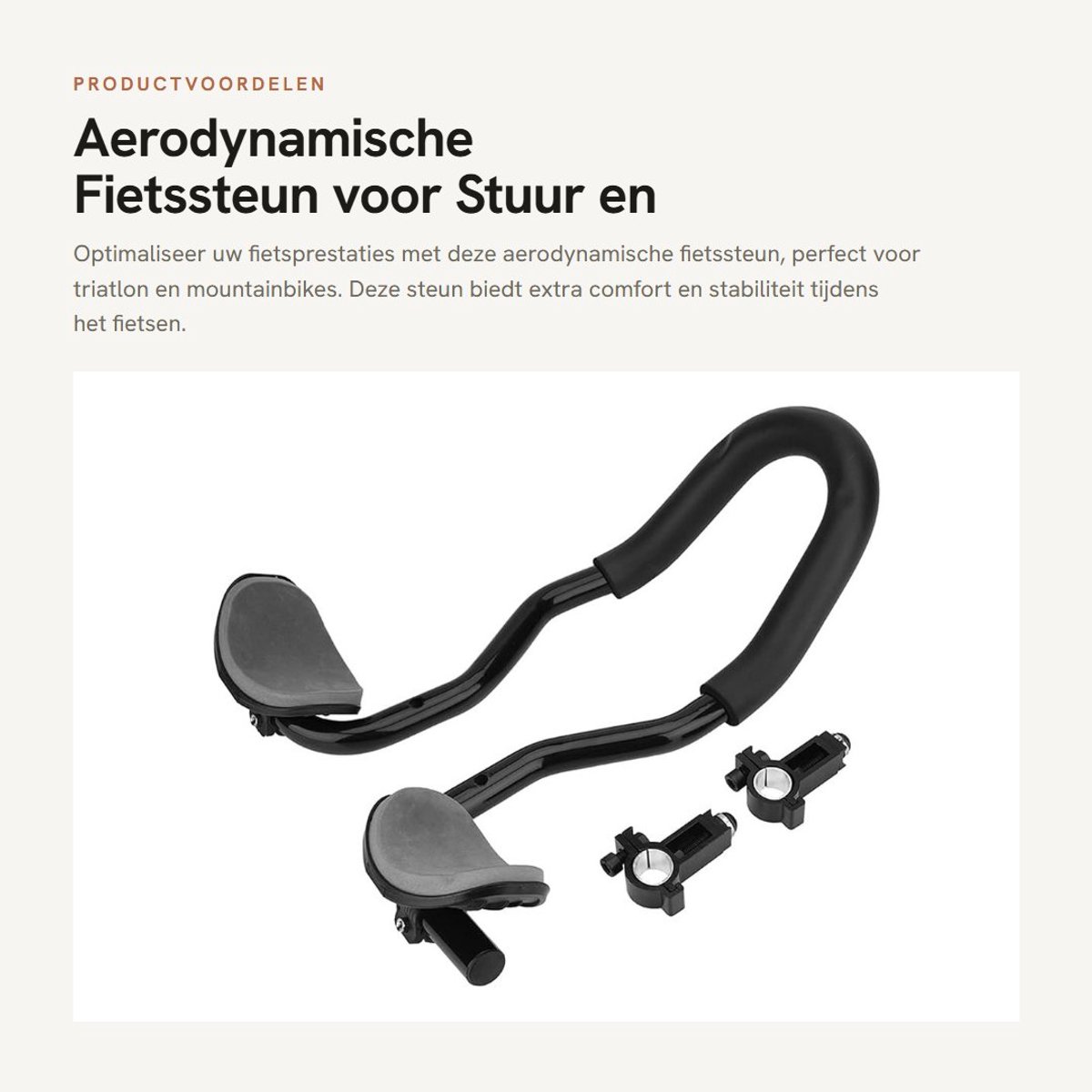Dailygoods- Fietsstuursteun - Aerodynamisch Fietsstuur - Fietsarmsteun - Stuursteun - Triatlon - Kunststof/Aluminiumlegering - 40 cm Lengte - Fietsondersteuning