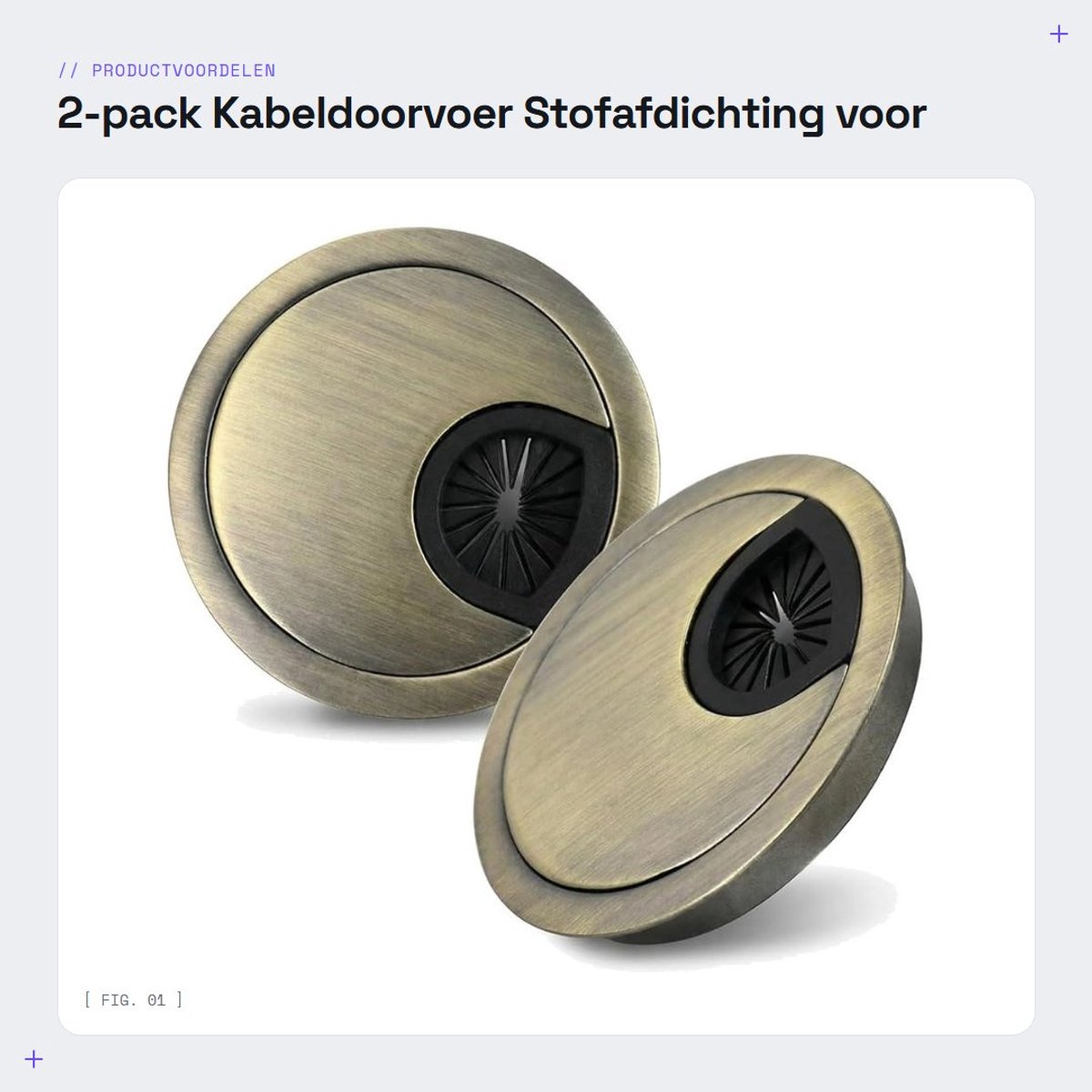 Dailygoods- Kabeldoorvoer 60mm - Zinklegering - Stofafdichting - Duurzaam - Modern Design - Afmeting: 68mm diameter - Kabeldoorvoerpunt