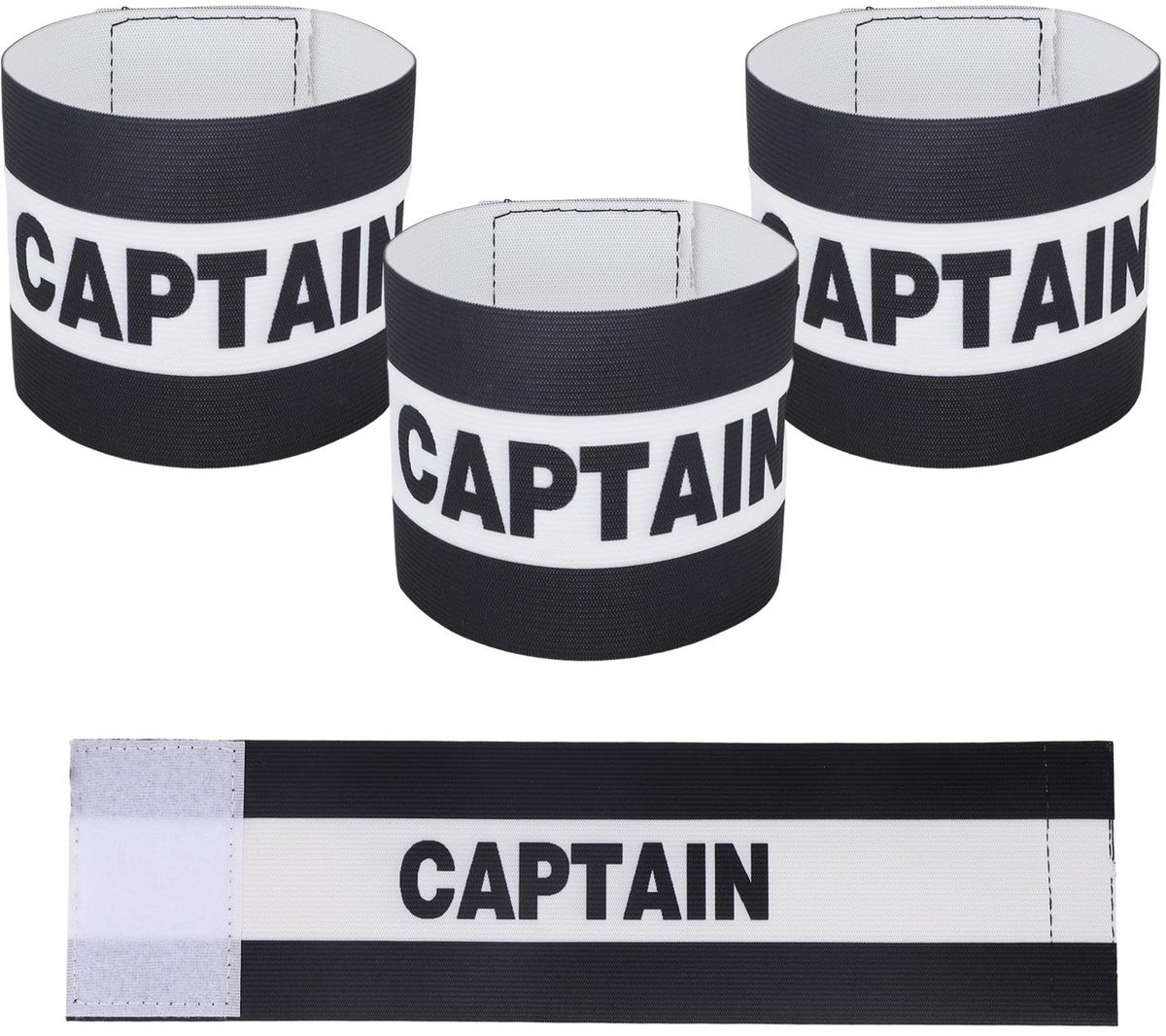 Dailygoods- Voetbalband - 3 Stuks - Verstelbaar - Ademend - Antislip - Geschikt voor Jongeren en Volwassenen - 31 x 8 cm - Captain Band