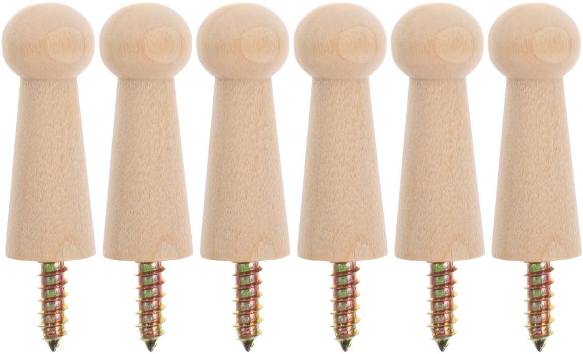 Dailygoods- Wandhaken van massief hout - Decoratieve Hangers - 6 x Haken - 6 x Verlengbuizen - Lichtgele Kledinghaak - Schokbestendig en Duurzaam