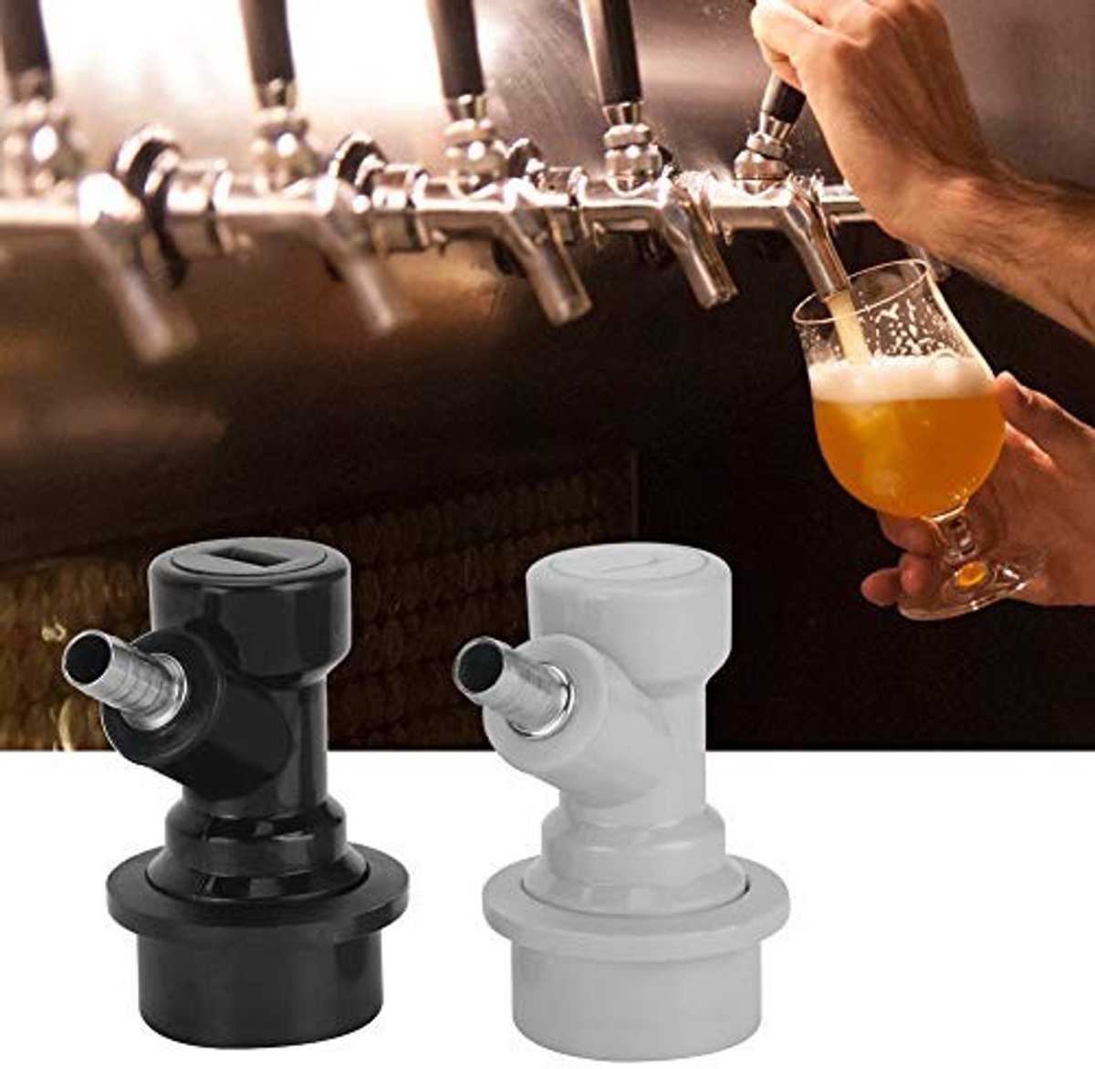 Dailygoods- Carbonatiedop - Roestvrij Staal - Bierbrouwaccessoires - Barb Ball Lock Aansluiting - 2-delig - Lichtgewicht 26g