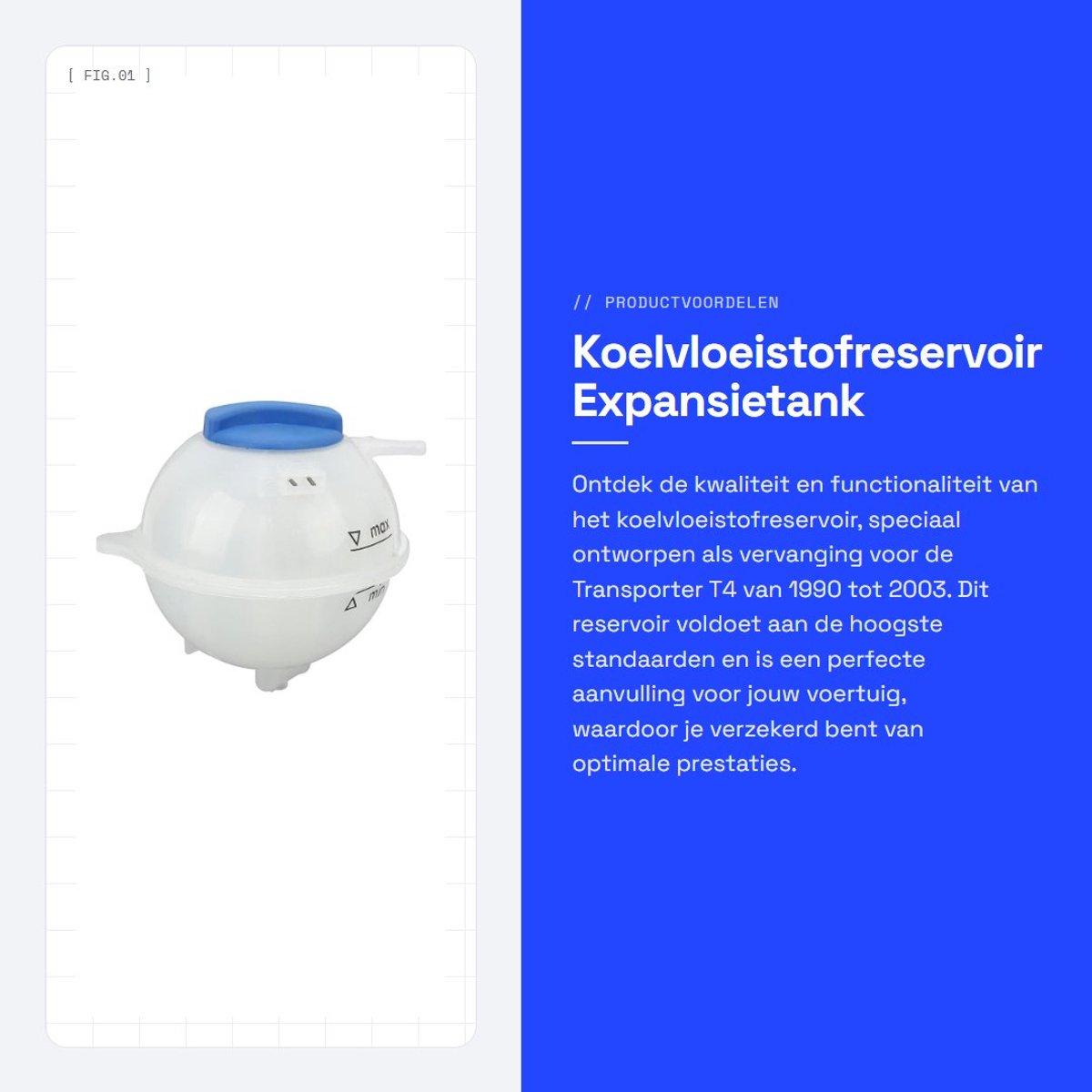 Dailygoods- Koelvloeistofexpansietank Vervanging voor T4 1990-2003 - Koelvloeistofreservoir - OEM 1H0121321A - Hoge prestaties - Standaardspecificatie - Betere koelsysteem functie - Koelvloeistoftank