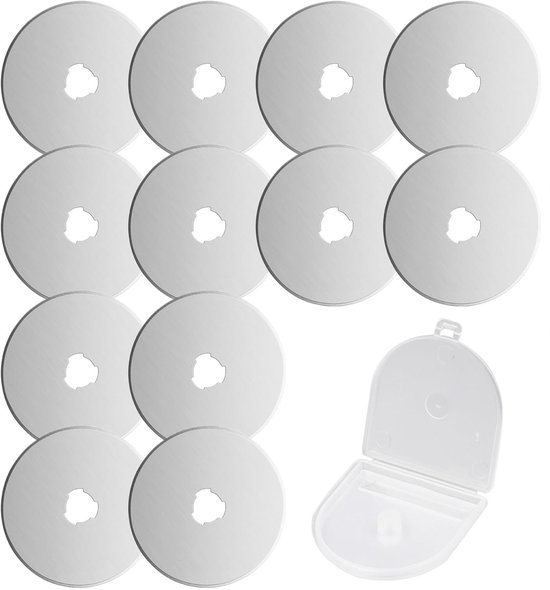 Foto: Dailygoods reservemessen 12 stuks ronde messen 28 mm roestvrij staal opbergdoos keukenmessen vleesmessen snijmessen