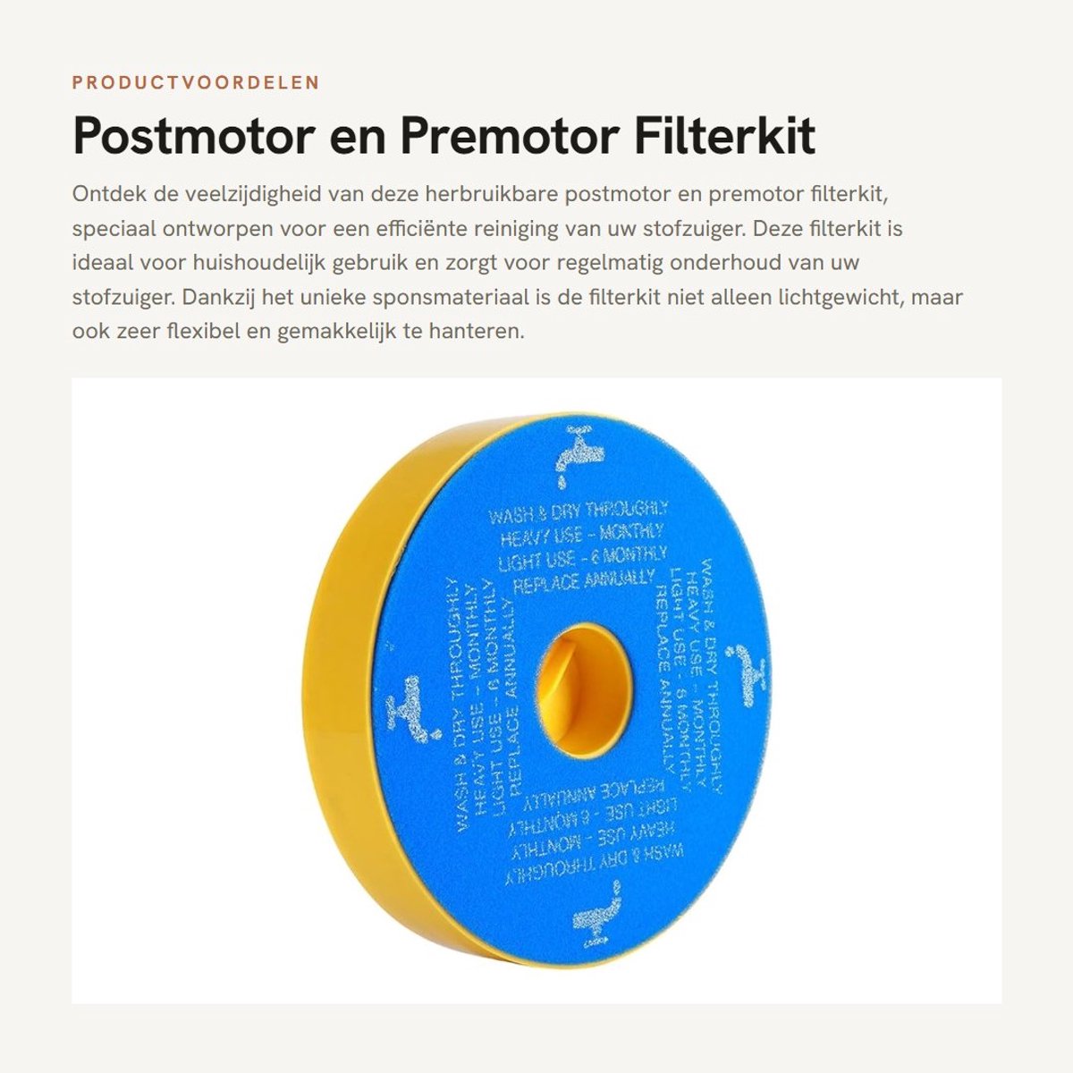 Dailygoods- Filterkit Herbruikbaar - Stofzuigerfilter - Pre-motor Filter - Geschikt voor DC05/DC08/DC14/DC15 - Sponsmateriaal - Lichtgewicht