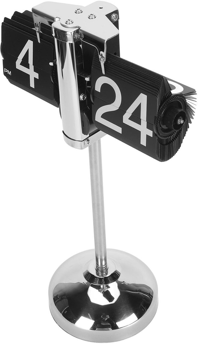 Dailygoods- Klaphorloge Automatisch Omkeerbaar - Roestvrij Staal 304 - Uittrekbare Telescoopstang - Antislip - Retro Minimalistisch Design - Gemakkelijk te Reinigen - Flip Klok