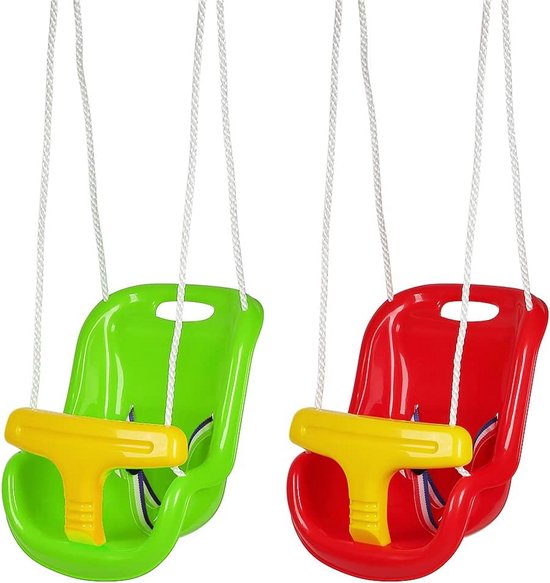 Babyschommel voor buiten, schommel met 40 cm hoge rugleuning en armleuning, verstelbaar touw, stabiele schommelstoel voor baby's, maximale belasting 50 kg (groen) van Merkloos — afbeelding 4