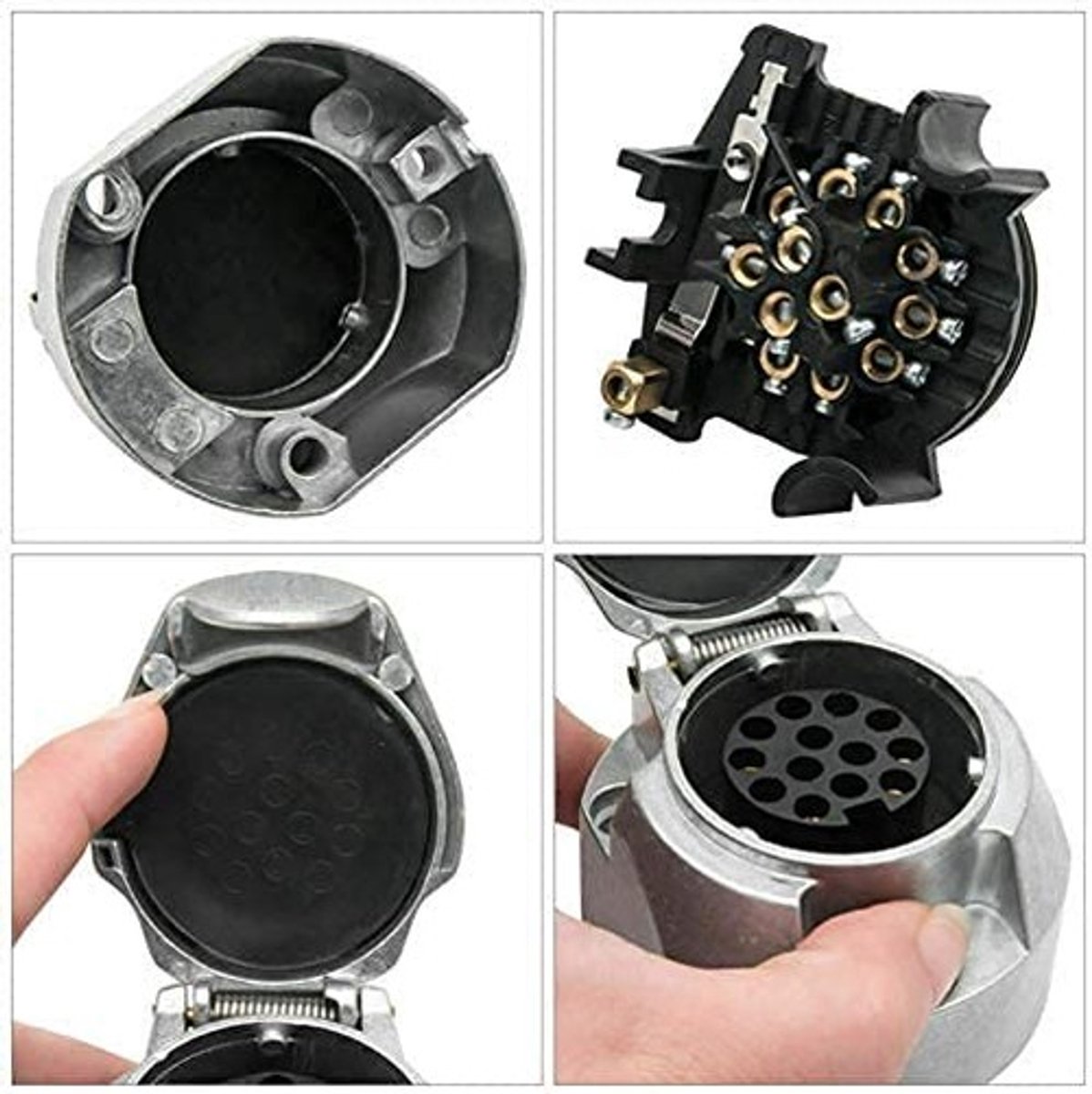 Dailygoods- Trekkerstekker 13-polig - Aluminium Stekker - Voor Europese Voertuigen - 12V - Koperen Kern - Technisch Kunststof Isolatie - Trailerplug