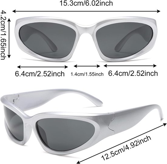 3-delige zonnebrillenset voor dames en heren: Retro Tech Fashion Surround gepolariseerde rechthoekige UV400 fietsbril van Merkloos — afbeelding 3