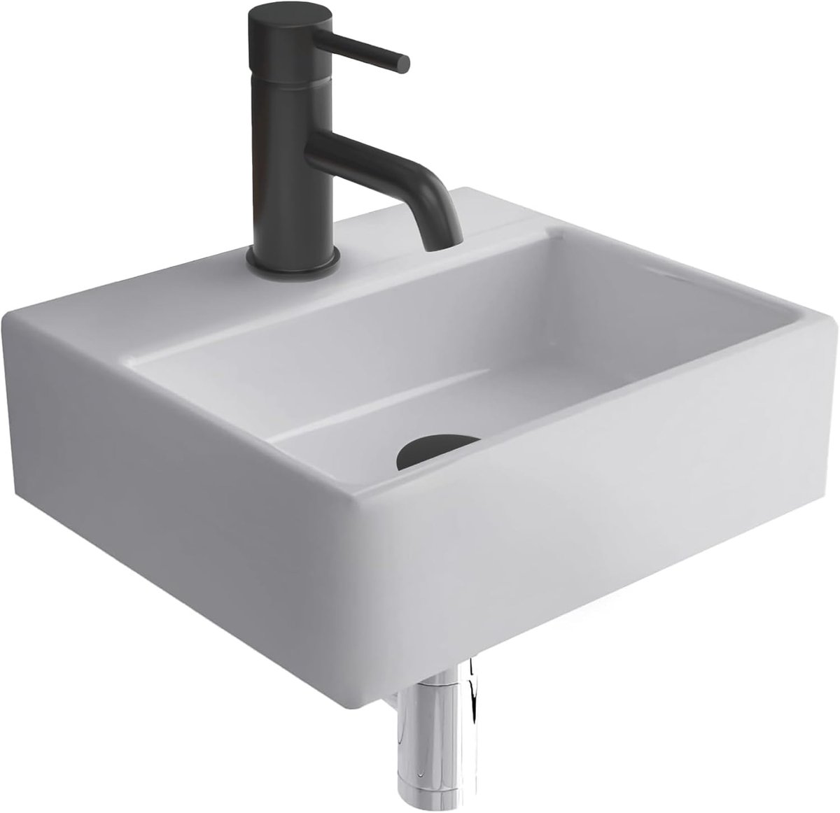 Kleine Vierkante Wastafel 33 cm - Moderne Wandwastafel Keramiek voor Gasten, WC en Badkamer