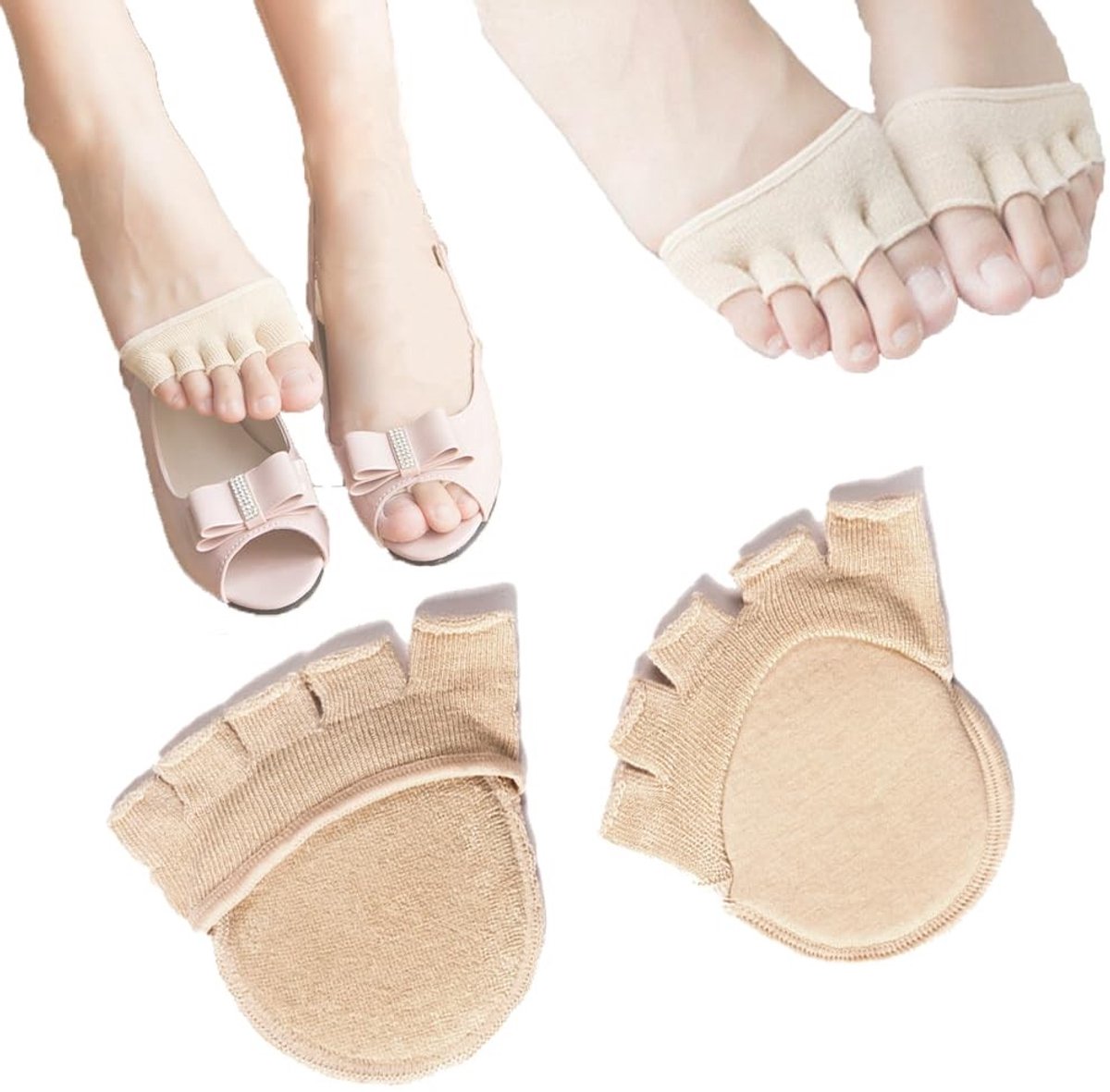 Dailygoods- Vingerloze Sokken Ademend - Teensokken Katoen - Halve Voeten Sokken - Zomer Sokken - Comfortabel - One Size - Teen Sokken