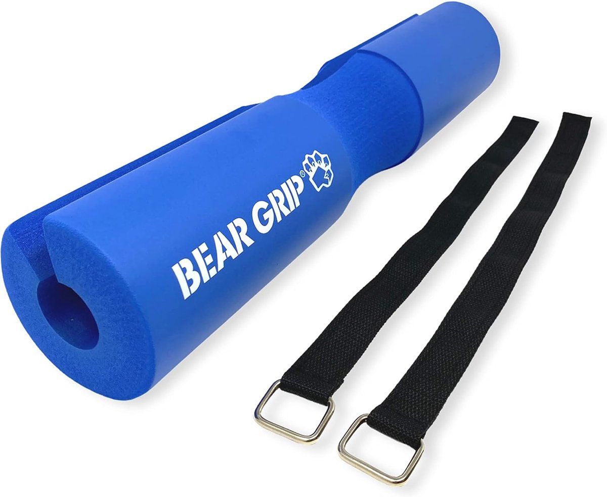 Barbell Squat Pad - Halter Kussen - Kracht Training - Veilige Klittenbandsluiting - 46 cm Lengte - Blauw