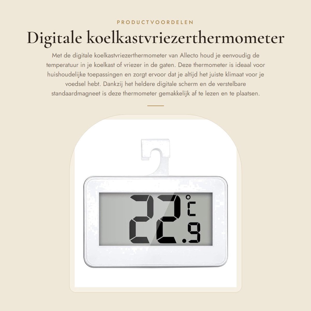 Dailygoods - Digitale koelkastvriezerthermometer - Precisie thermometer - Waterdicht - Wit - Vorstalarm - Huishoudelijk gebruik - UD05 model