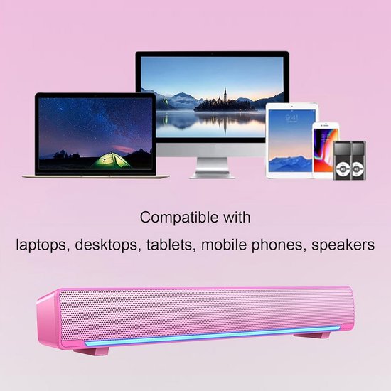 Mini Soundbar - PC Speaker - Film en Muziek - 3D Stereo Geluid - 32 cm - Wit van MINI — afbeelding 2